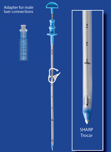 [E010673] Chest Tube with Sharp Trocar and Adapter 12Fr x 19cm (7.5in)