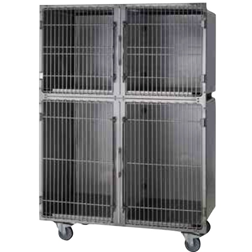 [E013062] 4 Place Stainless Steel Cage 2 places, 2 Doors, 1 Divider - Module C2+D w/o wheels