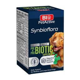 [E013378] Bio PetActive Synbioflora Pre+Probiotics for Medium &amp; Large Breed Dogs 60chewable tablets