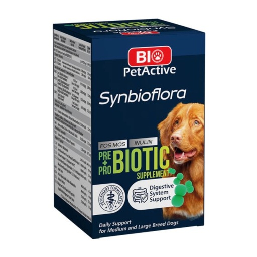 [E013378] Bio PetActive Synbioflora Pre+Probiotics for Medium & Large Breed Dogs 60chewable tablets
