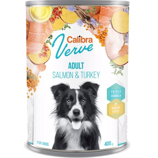 [E013390] Calibra Dog Verve GF can Adult Salmon and Turkey 400g