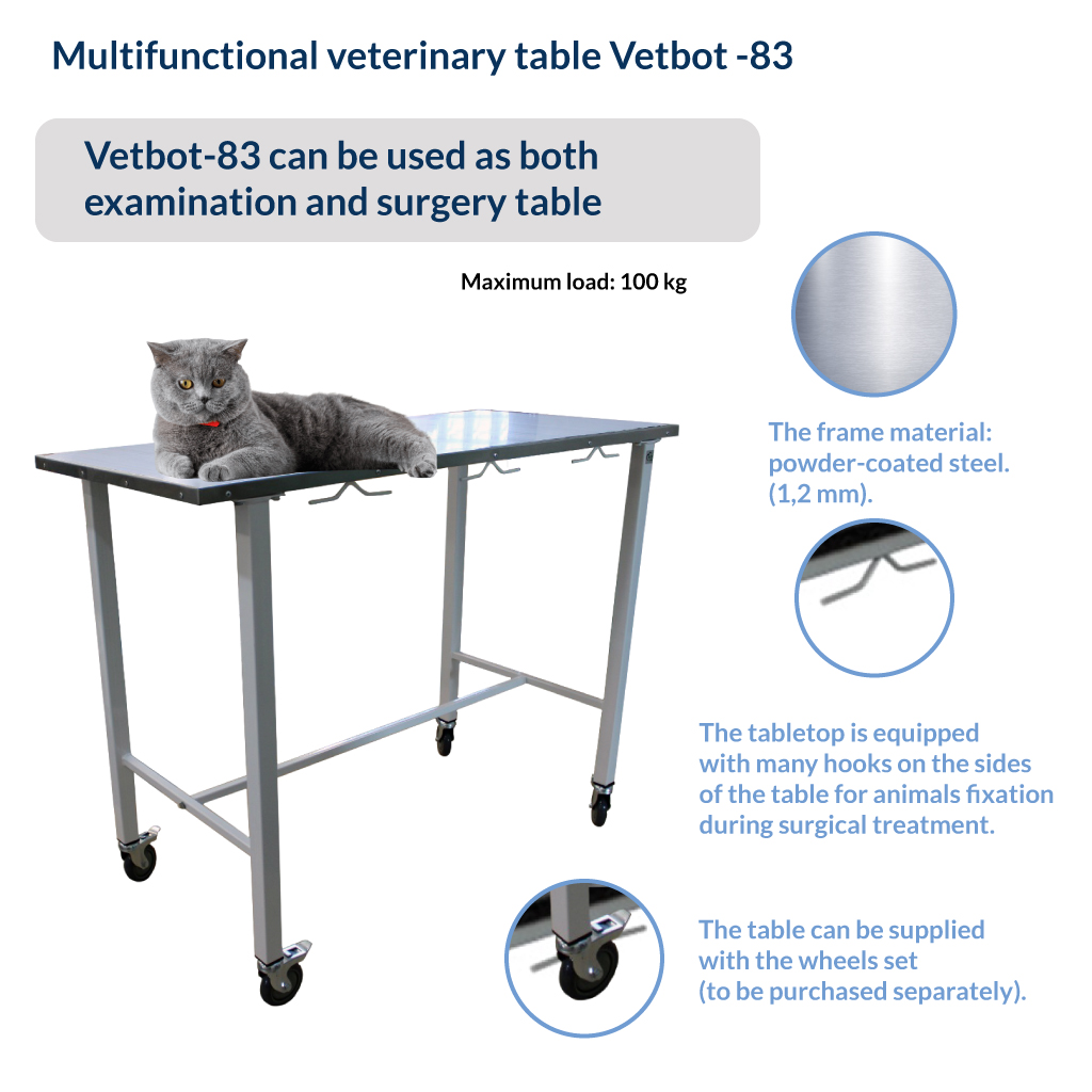Vetbot 83 Universal Veterinary Table 1300x600x900 mm