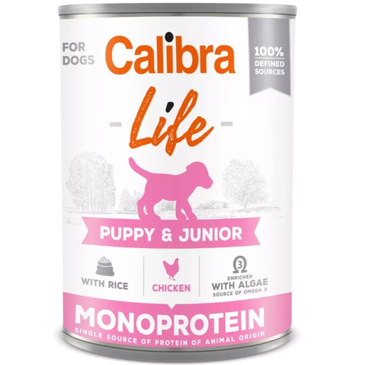 [E013758] Calibra Dog Life Can Puppy & Junior Chicken & Rice 400g