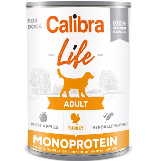 [E013764] Calibra Dog Life Can Adult Turkey with Apples 400g