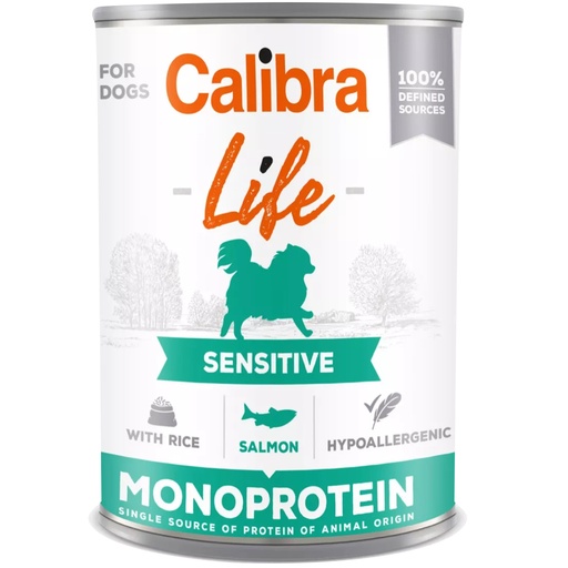 [E013765] Calibra Dog Life Can Sensitive Salmon with Rice 400g