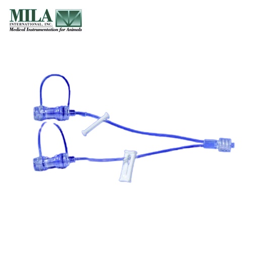[E014049] Bifuse Y-Extension Set with 2 Needle-Free Ports, 2 Clamps, Rotating Male Luer Lock 16Ga x 13cm (5in)