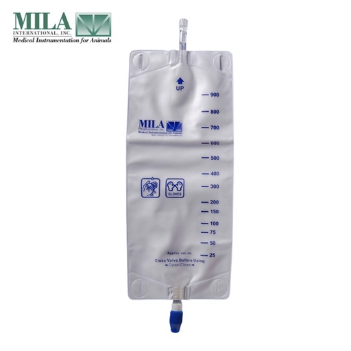 [E014059] 1000cc Collection Bag - w/ volume marks beginning with 25cc, male luer lock, and twist drain