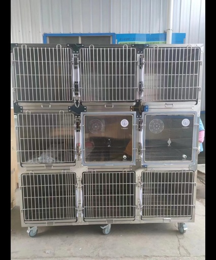 [E016079] 9 Chamber Cat Cage - 7x Normal Chamber, 2x O2 Chamber