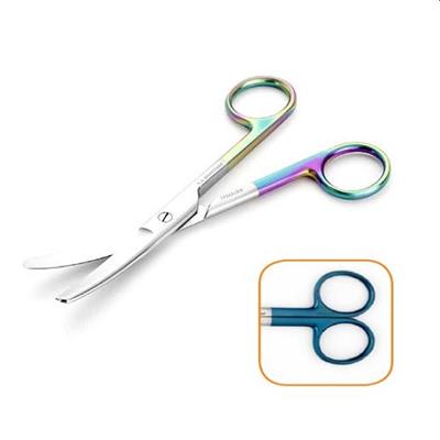 [E004459] VI Dressing Scissors Serrated Blunt/Blunt Cvd  5" Blue