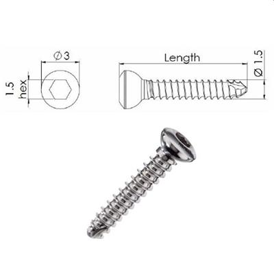 [E006682] 1.5mm Cortical Self Tapping Screw 11mm Long